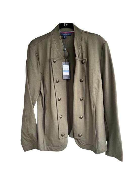 Tommy Hilfiger Jackets & Blazers - Tommy Hilfiger Women Band Jacket Olive Green XL Cotton Blend Double Breasted New